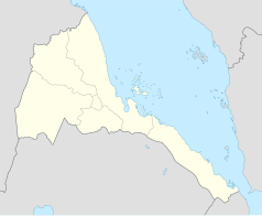 Mapa konturowa Erytrei, w centrum znajduje się punkt z opisem „Massaua”