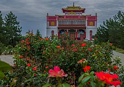 Alley of roses leading up to the monastery