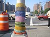 Knitta on utility pole