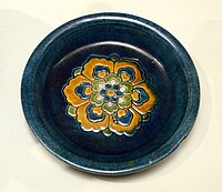 Tang offering tray, 8th-9th century, with cobalt blue the main colour