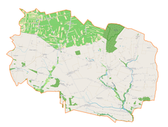 Mapa konturowa gminy Sadkowice, po prawej nieco na dole znajduje się punkt z opisem „Kłopoczyn”