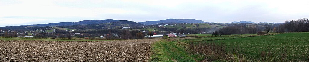 Łąkta Dolna i okolice. Panorama z „Nagórza”