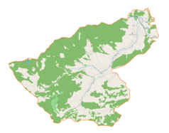 Mapa konturowa gminy Bystra-Sidzina, u góry znajduje się punkt z opisem „Malinowo”