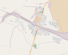 Mapa konturowa Korsz, w centrum znajduje się punkt z opisem „Korsze”