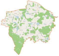 Mapa konturowa gminy Lipnica, po lewej znajduje się punkt z opisem „Wierzchocina”