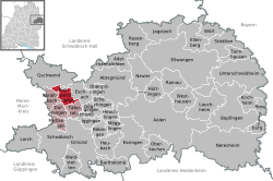 Elhelyezkedése Baden-Württemberg térképén