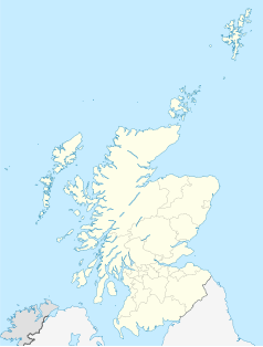 Mapa konturowa Szkocji, na dole nieco na prawo znajduje się punkt z opisem „Cowdenbeath”