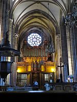 St. Thomas, Straßburg, Westturm ab 1196, Rose aus regelmäßigen Rundformen, alle Flächen verglast