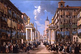 Embellishment of the Platerias Street on the occasion of the entry of Charles III in Madrid, by Lorenzo Quirós, 1760.