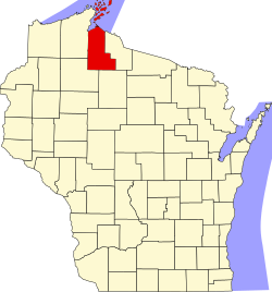 Karte von Ashland County innerhalb von Wisconsin