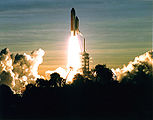 Kennedy Space Centre, Florida - Space Shuttle Discovery launches at the beginning of STS-60, the first mission in the Shuttle-Mir programme, carrying the first Russian cosmonaut ever to fly aboard the US Shuttle.