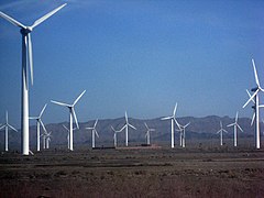 Wind farm along the railway in Xinjiang