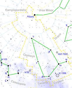 Cepheus (22h) zoals in het voorjaar te zien