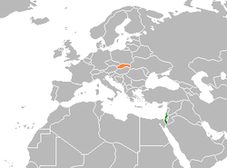 Map indicating locations of Israel and Slovakia