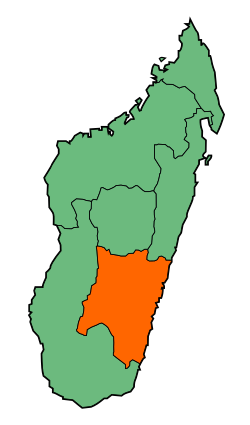 Map of Madagascar with Fianarantsoa highlighted