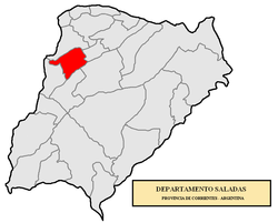 location of Saladas Department in Corrientes Province