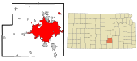 Wichita'nin Sedgewick Kontluğu ve Kansas eyaleti içindeki konumu.