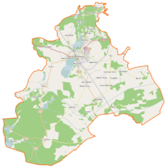 Mapa konturowa gminy Wolsztyn, u góry znajduje się punkt z opisem „Chorzemin”