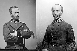 Generaals William Tecumseh Sherman en Joseph Eggleston Johnston