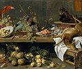 Stillleben mit Früchten, Wildbret und einem Papagei, 1635–37, Öl auf Leinwand, 166,1 × 200,0 cm, Detroit Institute of Arts