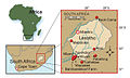 Fundorte von Heterodontosaurus in Südafrika und Lesotho