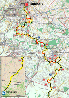 Routekaart van de Parijs-Roubaix 2011