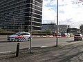 Police cars at the cordon near the 24 Oktoberplein, Utrecht, 18 March 2019.