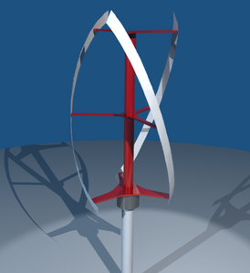 Darrieus-Rotor in „Helix-Form“, dreiflügelig