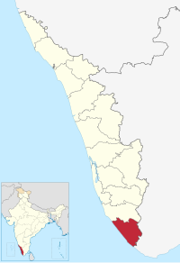 मानचित्र जिसमें तिरुवनन्तपुरम ज़िला Thiruvananthapuram district തിരുവനന്തപുരം ജില്ല हाइलाइटेड है