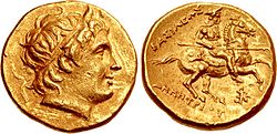 Χρυσός στατήρας του Δημητρίου, και έφιππη μορφή, 289-299 π.Χ.
