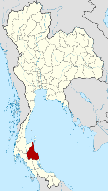 Map of Thailand highlighting Nakhon Si Thammarat province