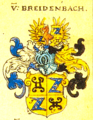 Um das Wappen derer von Diedenshausen vermehrtes Wappen derer von Breidenbach in Siebmachers Wappenbuch von 1605