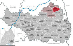 Elhelyezkedése Baden-Württemberg térképén