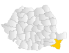 Map of Romania highlighting Constanța County