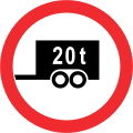 No vehicles with trailers over 20 tons