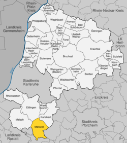 Elhelyezkedése Baden-Württemberg térképén