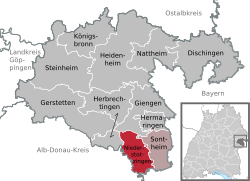 Elhelyezkedése Baden-Württemberg térképén