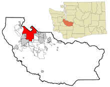 Washington eyaletinde ve Pierce İlçesinde Tacoma'nin konumu