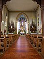 Roßbrunn, St. Josef, Bräutigam der Mutter Gottes, Kircheninneres, Blick zur Apsis mit Hochaltar, links Marienaltar, rechts Josefsaltar