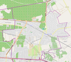 Mapa konturowa Sulejówka, w centrum znajduje się punkt z opisem „Sulejówek”