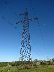 A suspension tower of a 330 kV powerline in Ukraine