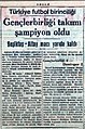 29 Mayıs 1946 tarihli Akşam gazetesinde Türkiye Futbol Birinciliği haberi.