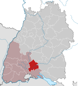 Elhelyezkedése Baden-Württemberg térképén