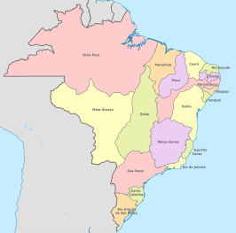 Kaart van de provincies van koloniaal Brazilië (1817)