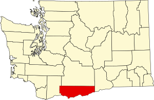 Map of Washington highlighting Klickitat County