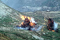 Napalm bombs explode on Nightmare Range after being dropped from a Republic of Korea Air Force F-4E Phantom II aircraft during a live-fire exercise.