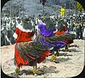 Hula Girls in Honolulu, hand-painted glass plate photograph