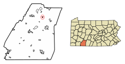 Location of Hooversville in Somerset County, Pennsylvania.