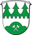 grün-silberner Tannenschnitt im Wappen von Nentershausen (Hessen) (schlechter Schnitt, da die Spitzen in gestürzter Form gerundet sind)