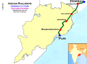 (Howrah - Puri) Shatabdi Express route map